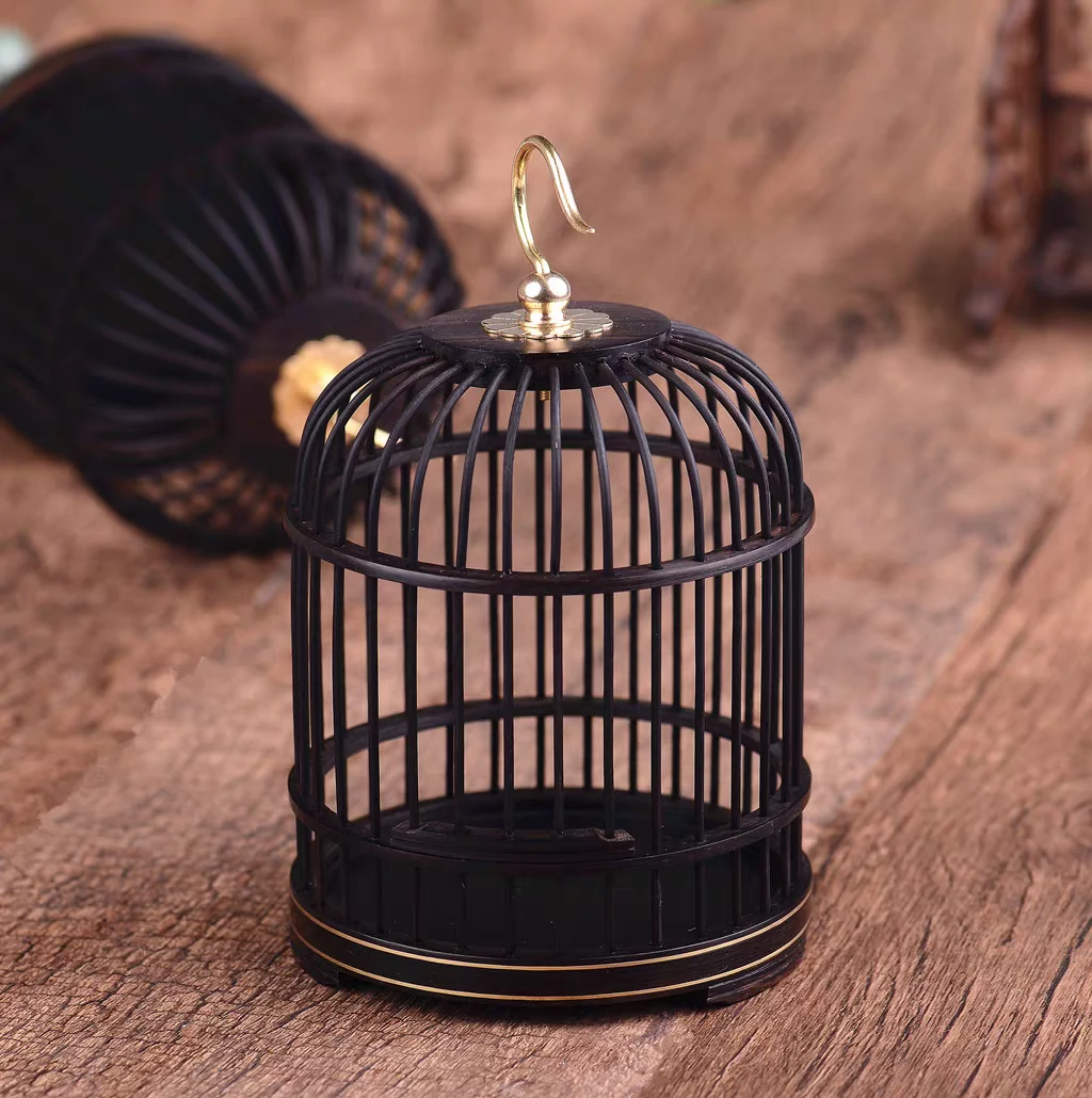 促销包邮黑檀紫檀乌木红木小蝈蝈笼子大号竹鸣虫叫罐手工自制实木