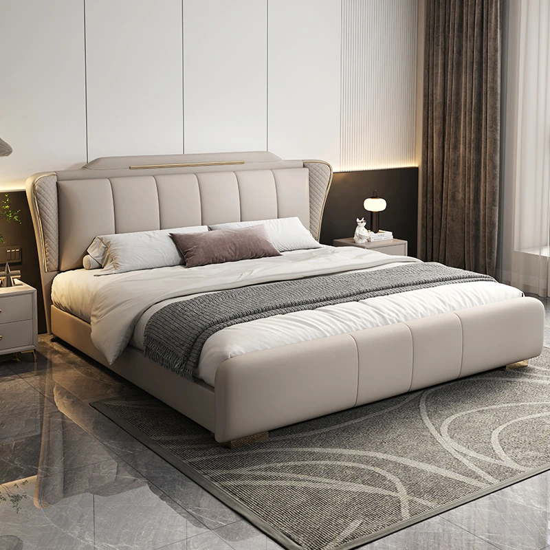 明窝意式轻奢真皮现代婚床1.5米主卧简约1.米8储物双人床软包大床