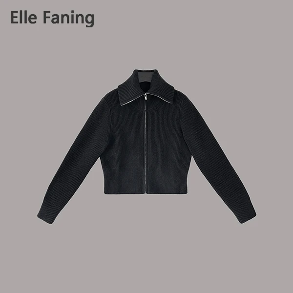 芒果优选-高领拉链羊毛针织衫