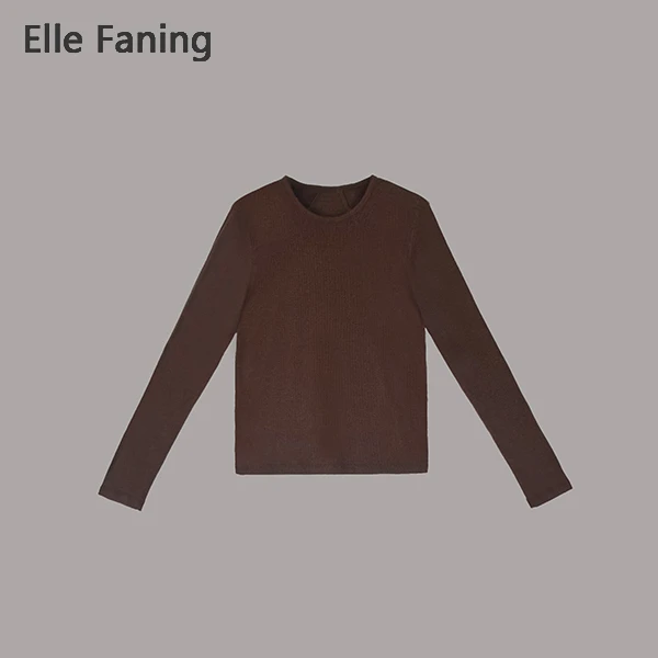 芒果优选-休闲轻奢后拼接设计羊毛混纺打底长袖