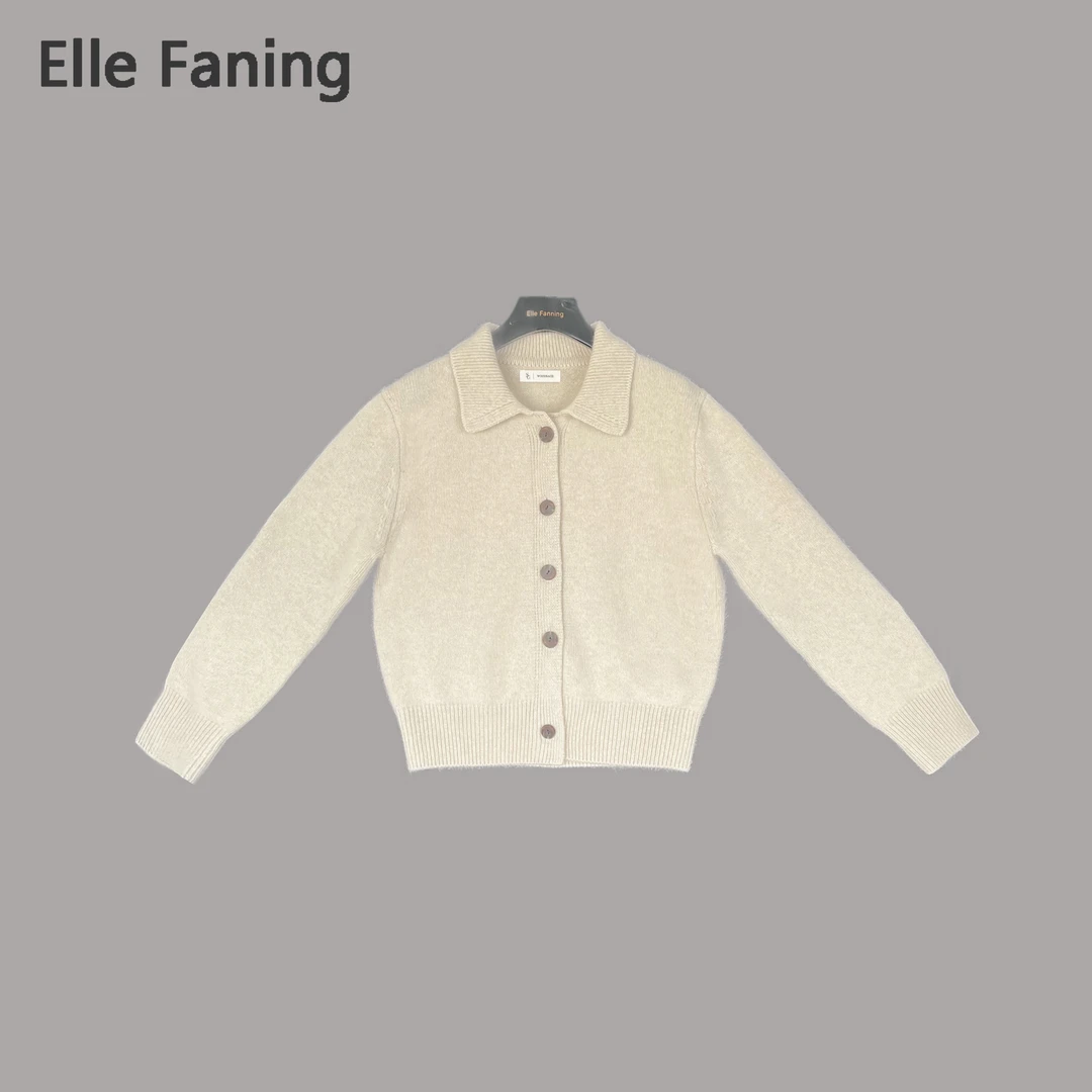 芒果优选-巴黎夜梦立体肌理感纯色翻领针织开衫