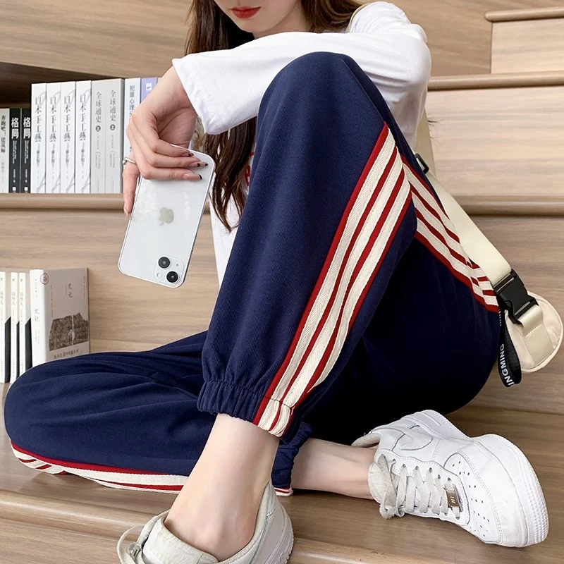 微胖矮个子女春秋束脚女裤2023新款休闲裤宽松哈伦裤高腰显瘦裤子