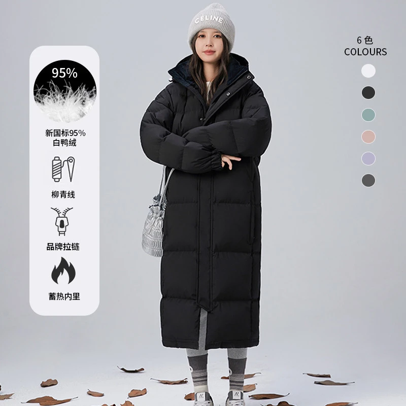 简若羽绒服男女超长款过膝冬季加厚2025新款情侣款宽松爆中戏2401