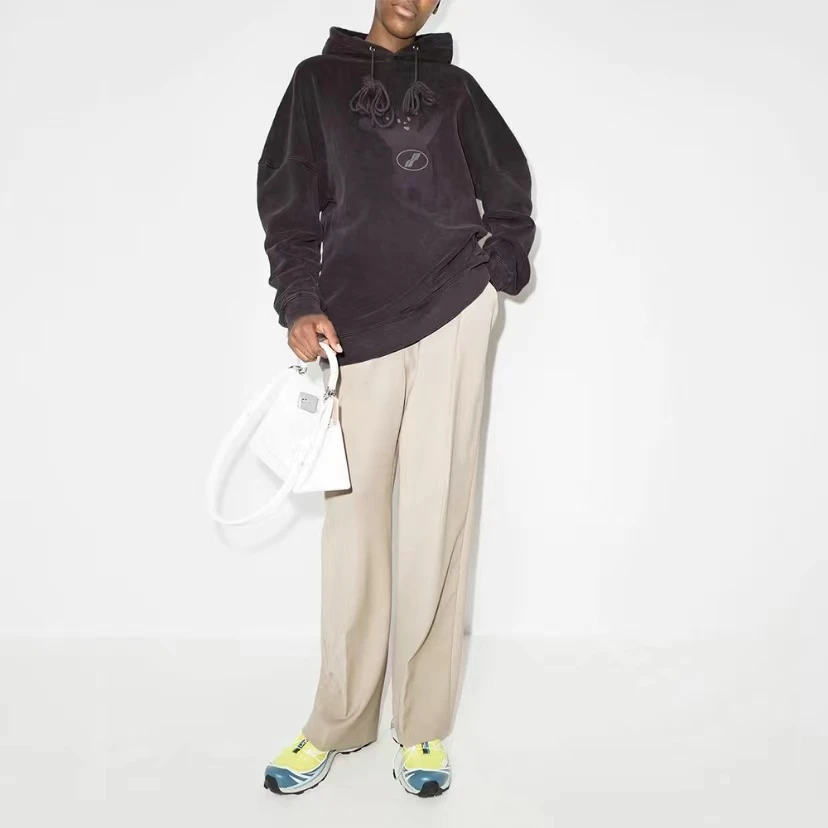 WE11DONE FW22 泰迪小熊 印花连帽加绒长袖经典连帽卫衣 男女同款