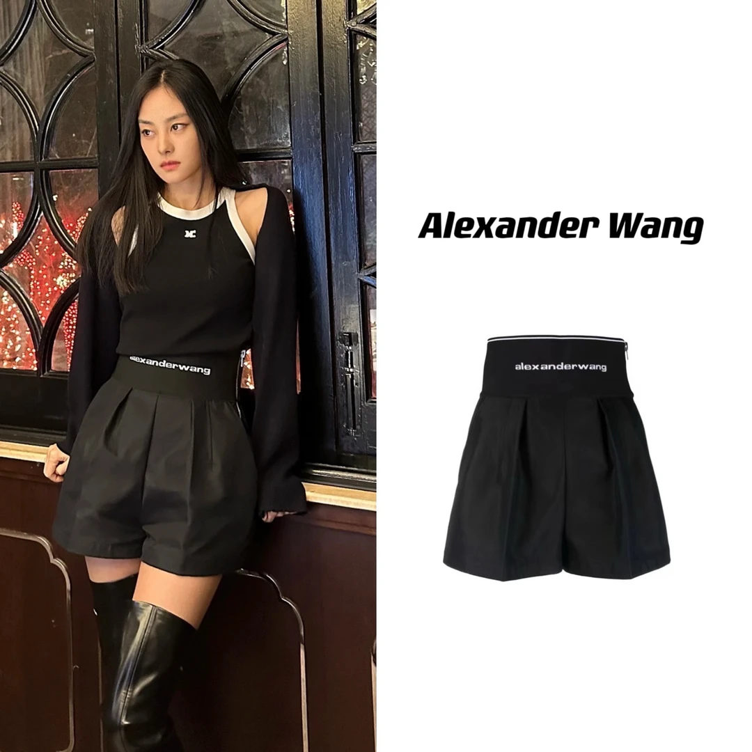 AlexanderWang亚历山大王 SS22 高腰印花Logo百搭休闲女士短裤