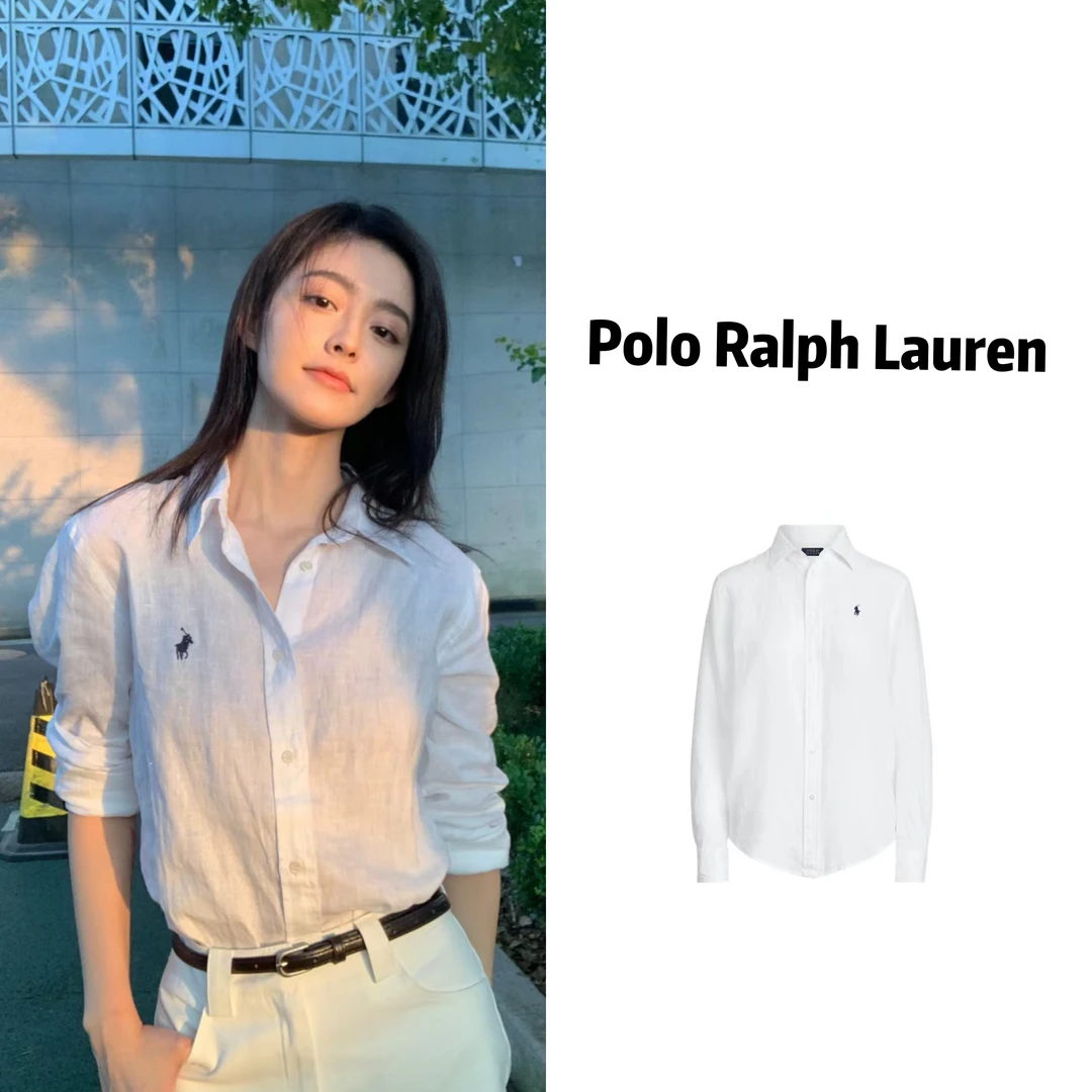 Polo Ralph Lauren 拉夫劳伦 纯色休闲Logo刺绣翻领长袖衬衫 女款