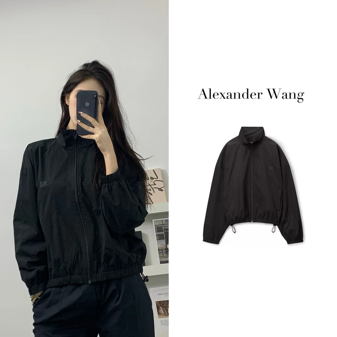 AlexanderWang亚历山大王 FW23印花户外教练运动冲锋女士夹克外套