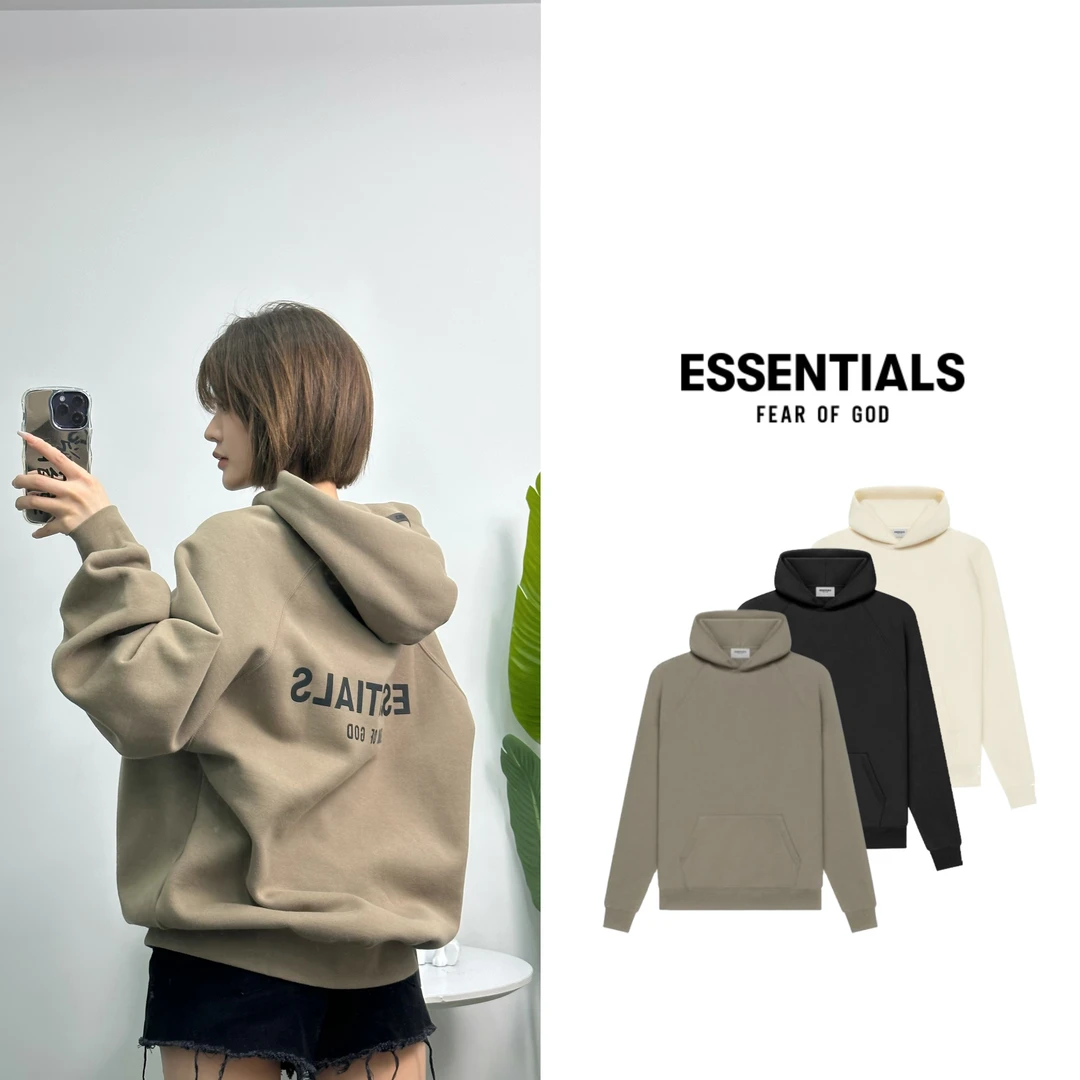 FEAR OF GOD ESSENTIALSss21休闲基础后背字母 秋冬加绒连帽卫衣