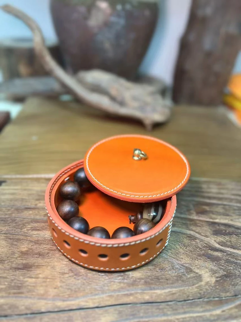 手工定制皮盒子手串佛珠项链手作盒收纳锦盒包装礼盒圆盒