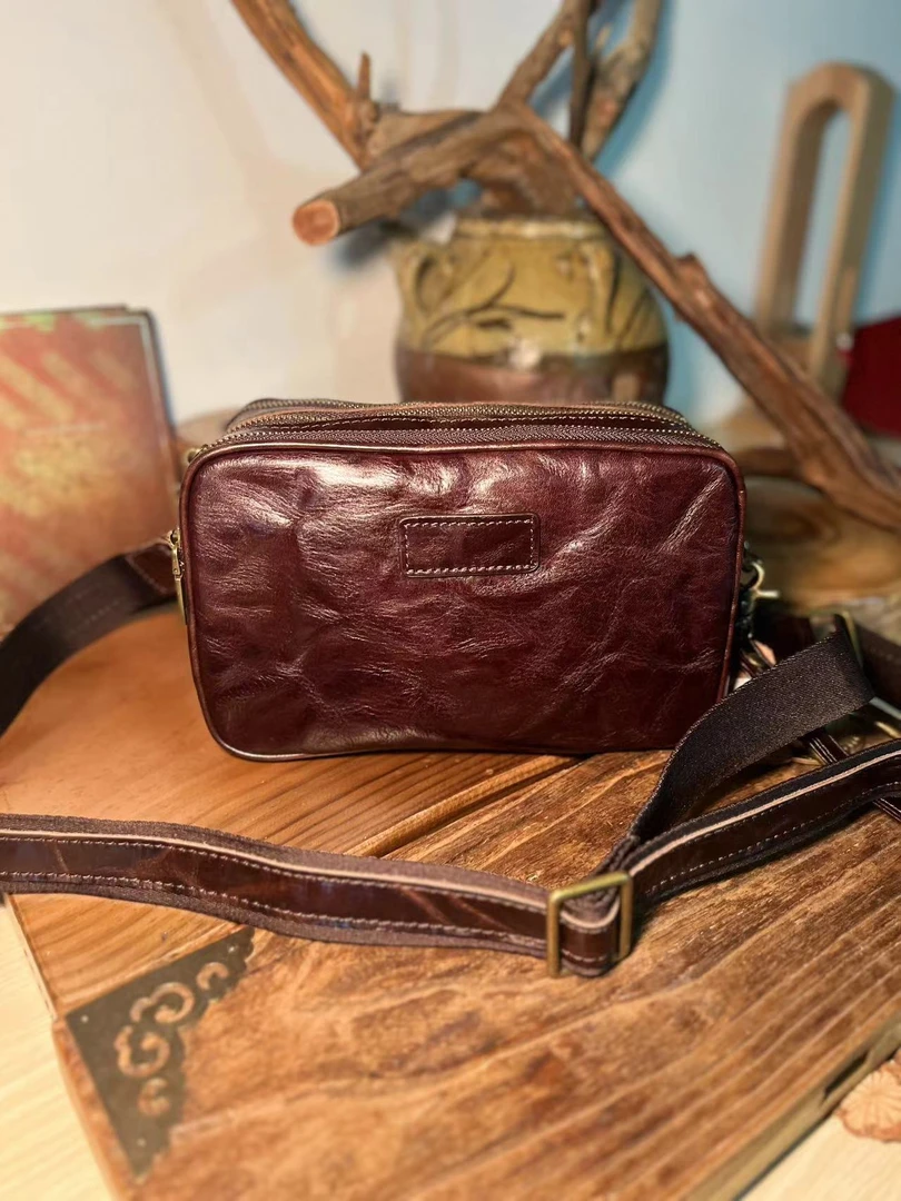 真皮男女士单肩包时尚潮流软皮小方包头层牛皮大容量斜跨包