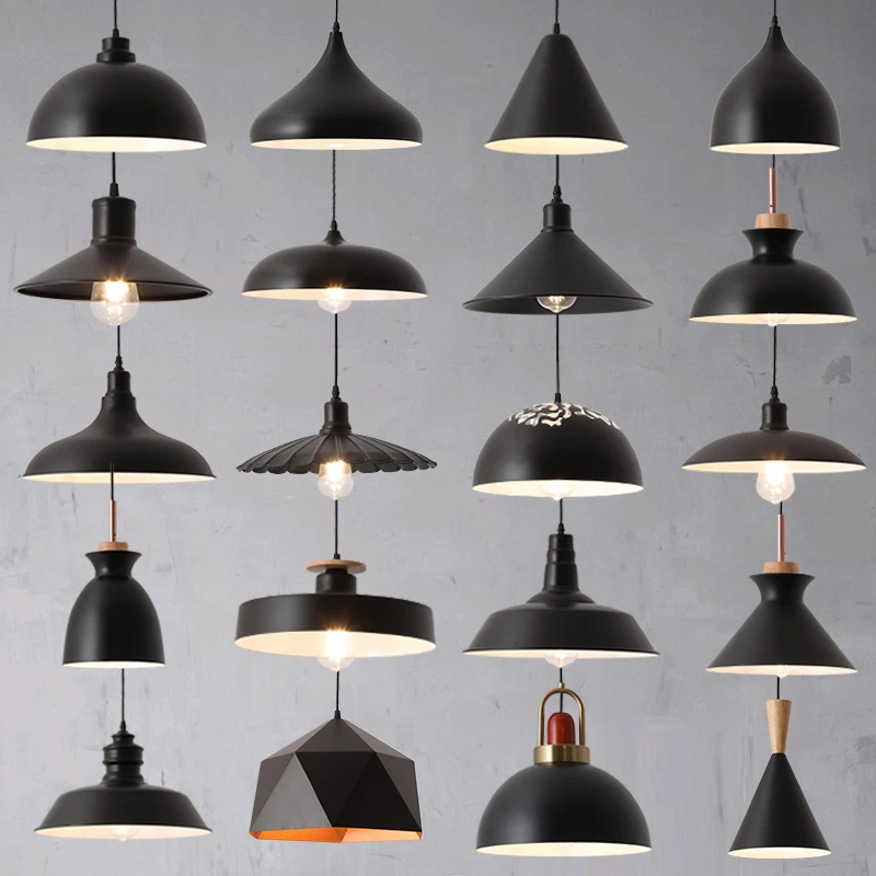 工业风复古店铺商用吊灯黑色简约餐厅吊灯烧烤办公室酒吧小吊灯罩