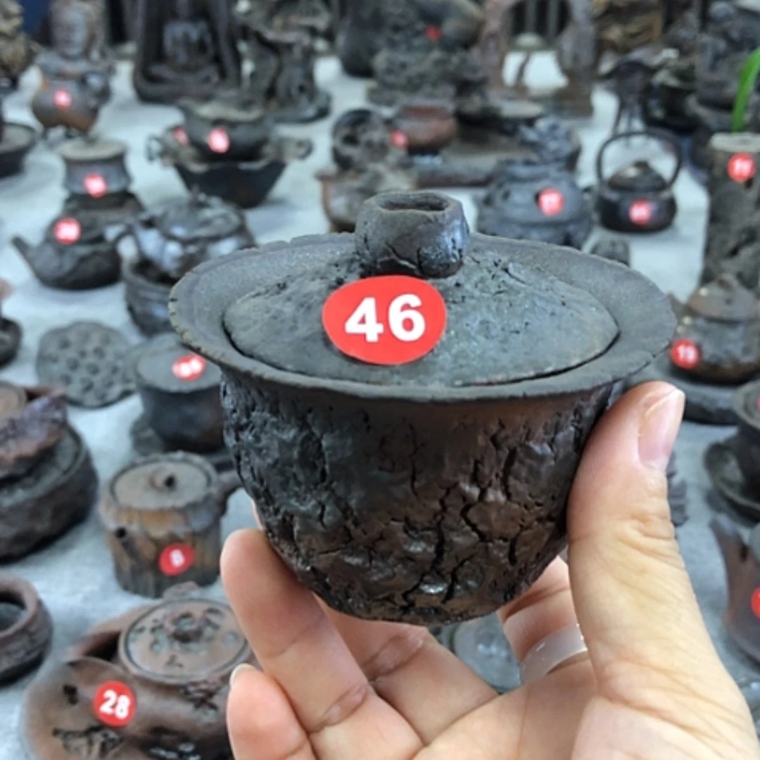 【闪购商品】盖碗全手捏柴烧茶器