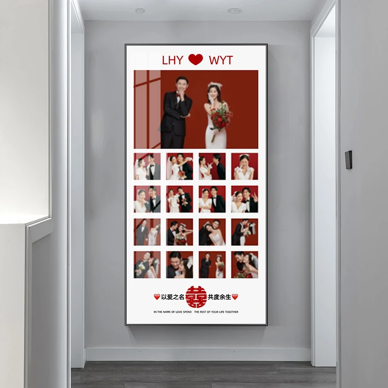 婚纱照玄关装饰画朋友新婚结婚礼物挂画生日情侣创意礼品走廊壁画