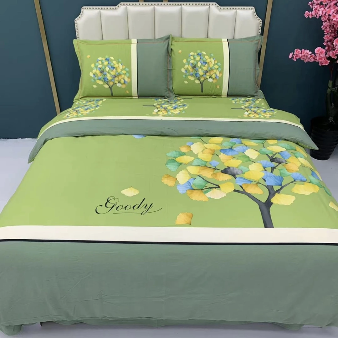 纯棉简约印花全棉印花春秋厚款四件套-彩虹树