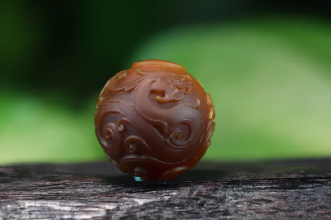 四川盐源五彩玛瑙雕刻吊坠博古珠 龙凤珠