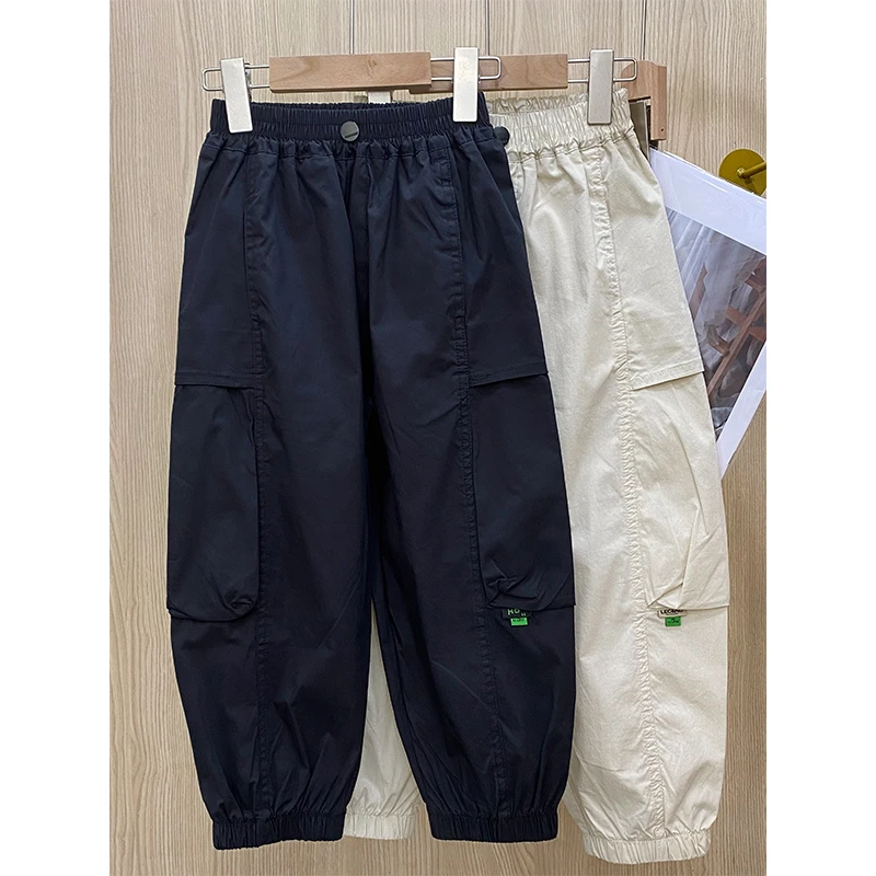 【春夏季全棉工装裤】儿童夏季长裤中大童洋气休闲裤防蚊裤宽松裤子