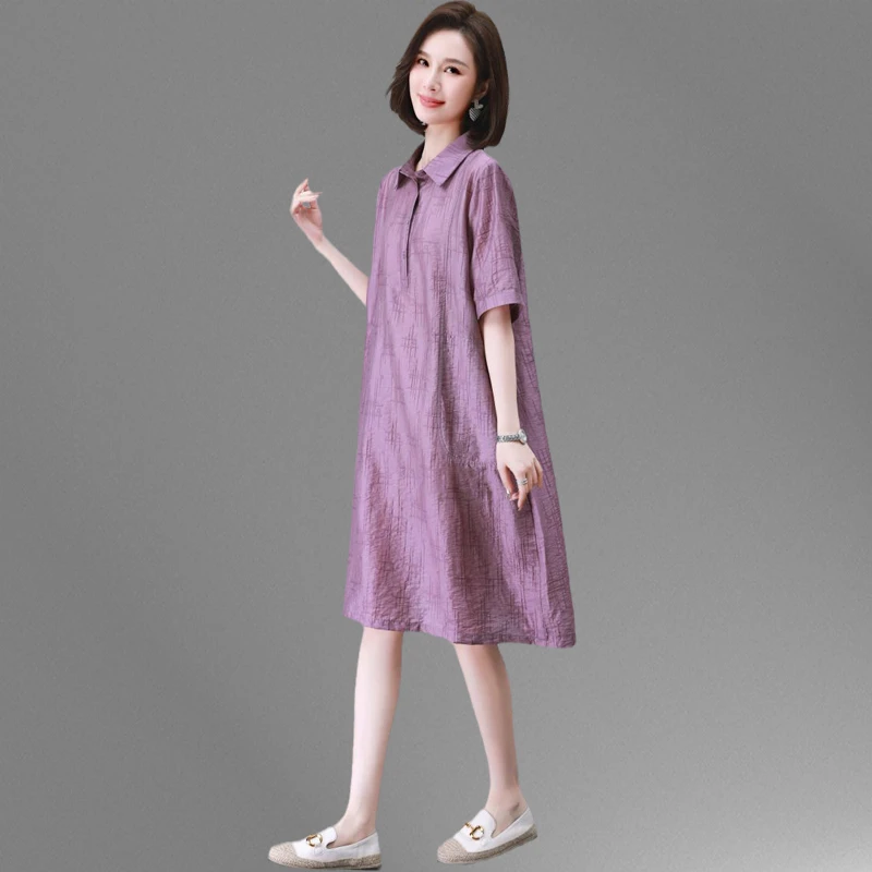 休闲天丝连衣裙女2025夏季新款韩版显瘦妈妈减龄中长款薄衬衫裙子