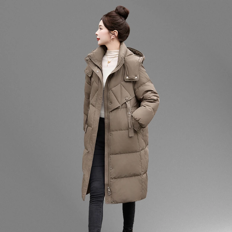 高级感羽绒服女中长款2024冬季新款小个子时尚洋气保暖白鸭绒外套
