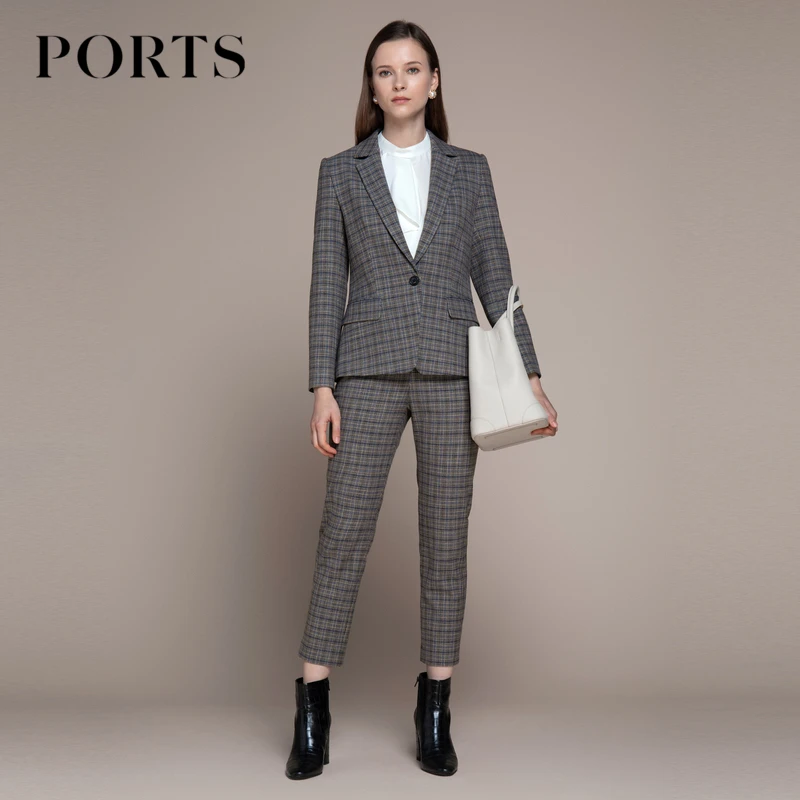 PORTS宝姿女装秋季百搭通勤风时尚修身休闲套装气质西装外套女 士