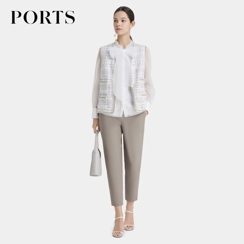 【PORTS TWEED】宝姿女装 时尚气质优雅风链条编织花呢通勤短马甲女