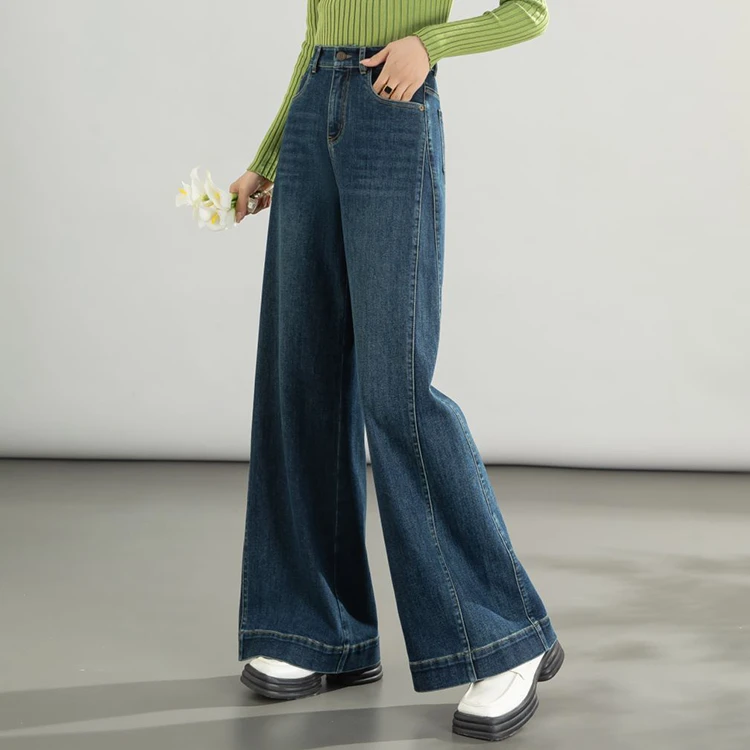 牛仔裤女宽松裙裤2025新款秋冬拖地宽腿裤烟筒直筒流行洋气阔脚裤