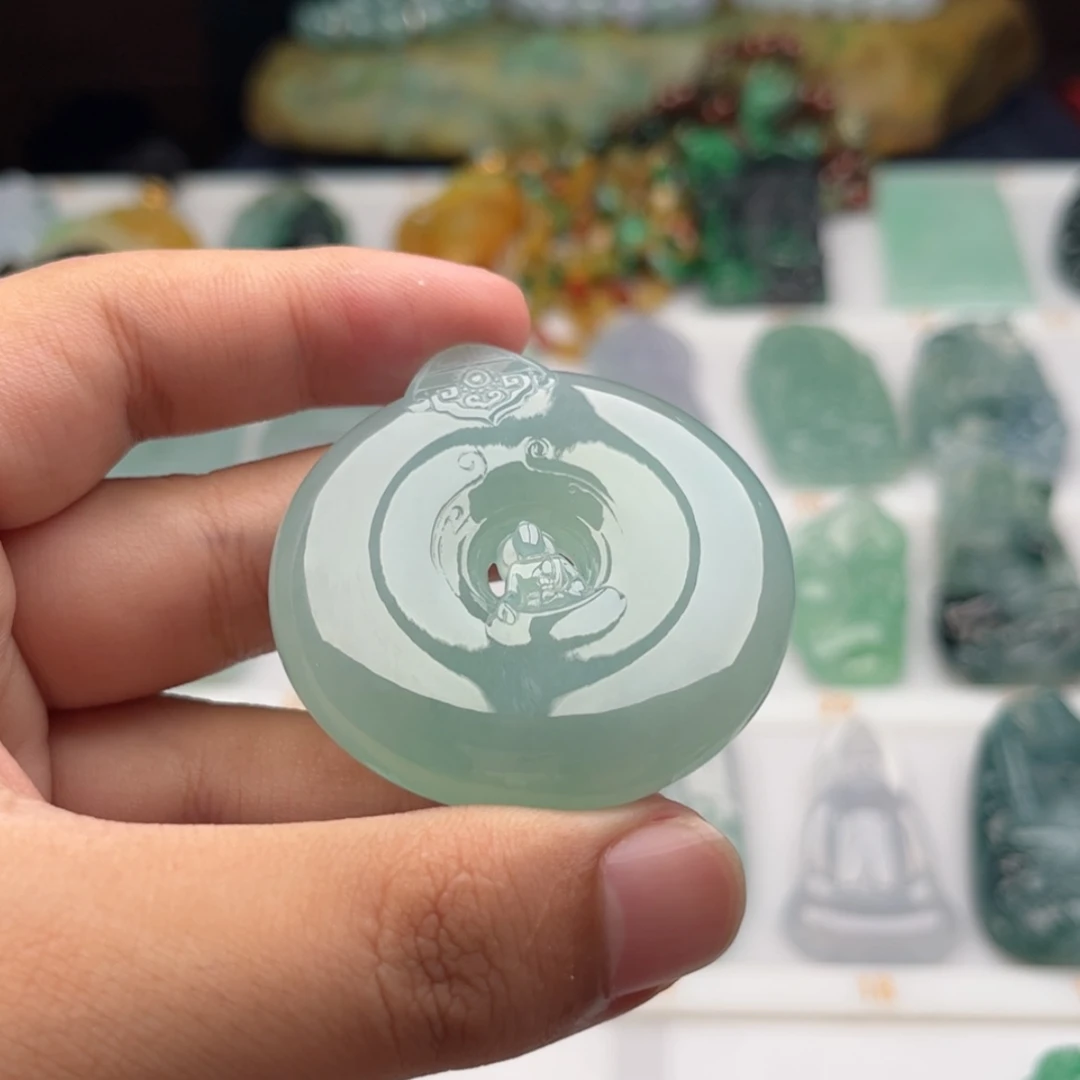 【闪购商品】定制翡翠未镶嵌翁***天然a货翡翠平安扣