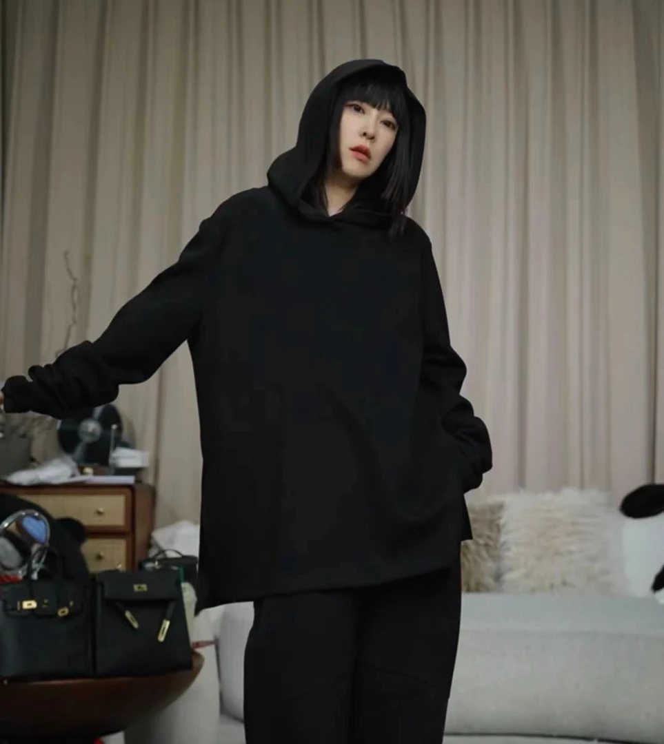 infobyfive2024秋冬季新纸片人冬花菜边边连帽打底卫衣衫2CJ2606