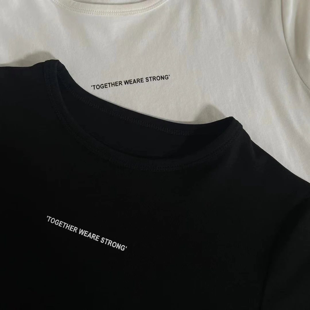 infobyfive福利短袖印花字母简约修身圆领努力T恤2DD2103