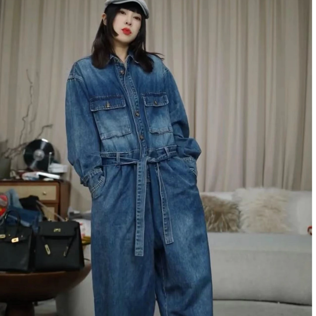 infobyfive2024秋冬新款长袖时尚牛仔连体裤2DH3116