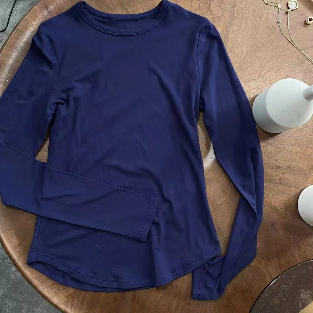 infobyfive2025春季小蛮腰长袖圆领女士修身打底衫T恤2DJ1106