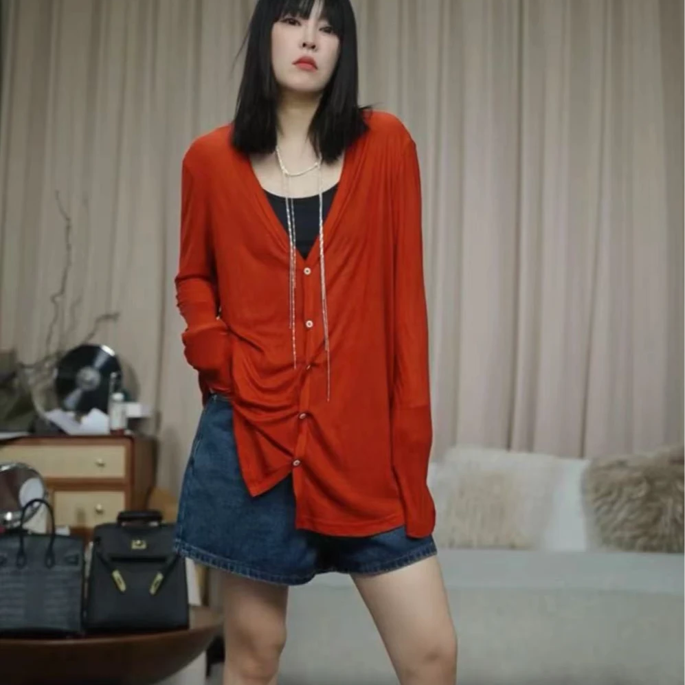 infobyfive2024夏季新款上衣女外套长袖防晒开衫扣子外套2DG1702