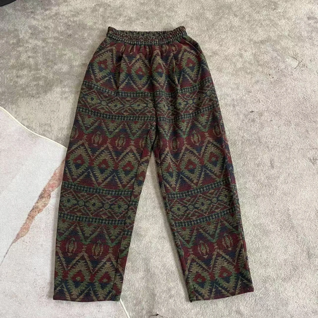 infobyfive福利新款冬季新款菱形几何碰撞加厚弯刀裤长裤2DK0609