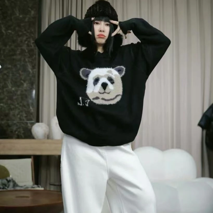 infobyfive福利冬季新款熊猫我的花花毛衣2DK0901