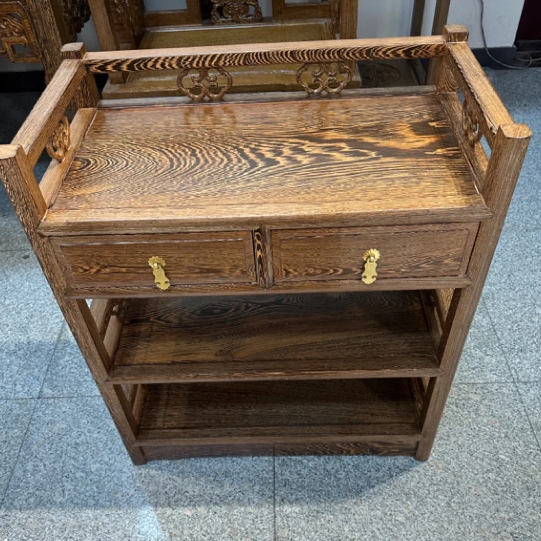 国标红木鸡翅木材质茶水架68✖️38高78多功能置物架