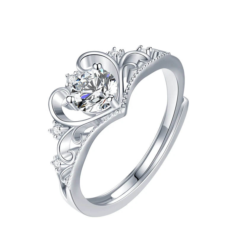 Tianshizhiyue/天使之约 925银莫桑石戒指 爱心莫桑钻戒指