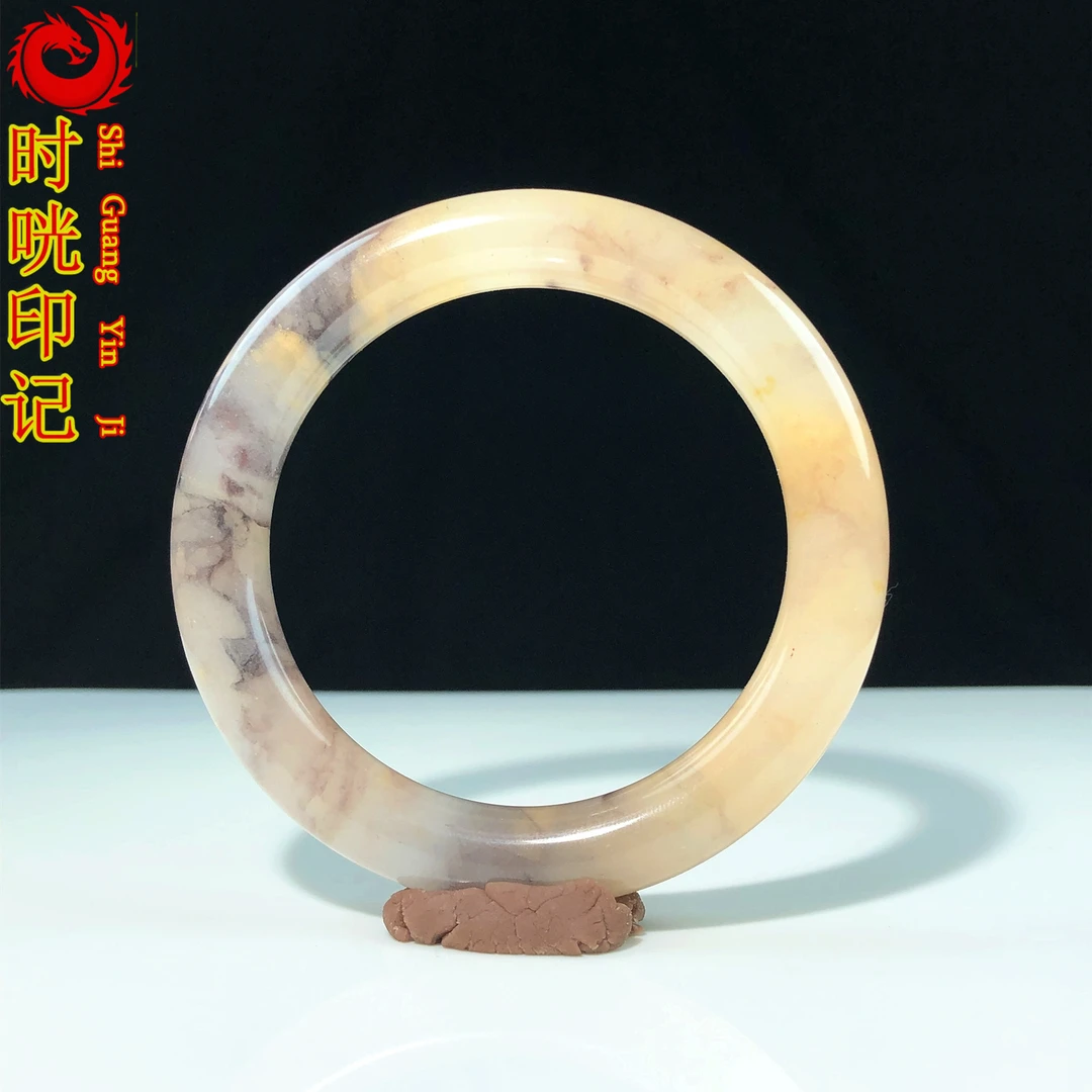 天然玉石紫罗兰手镯圆条玉镯胖圆条正常测量色彩不同玉纹路