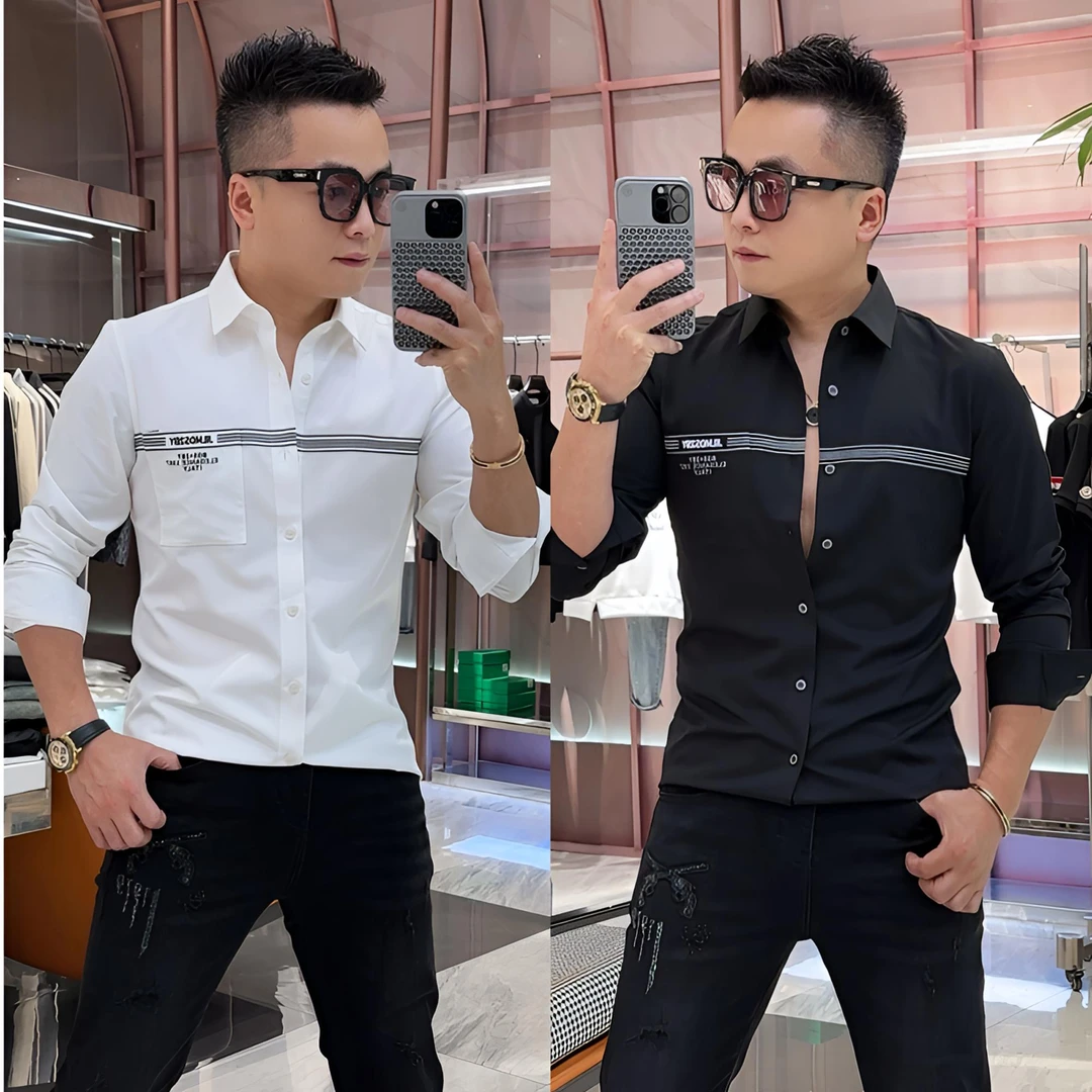 【发现者】2025春夏欧货新款高端长袖衬衫时尚男士休闲轻奢衬衣5123