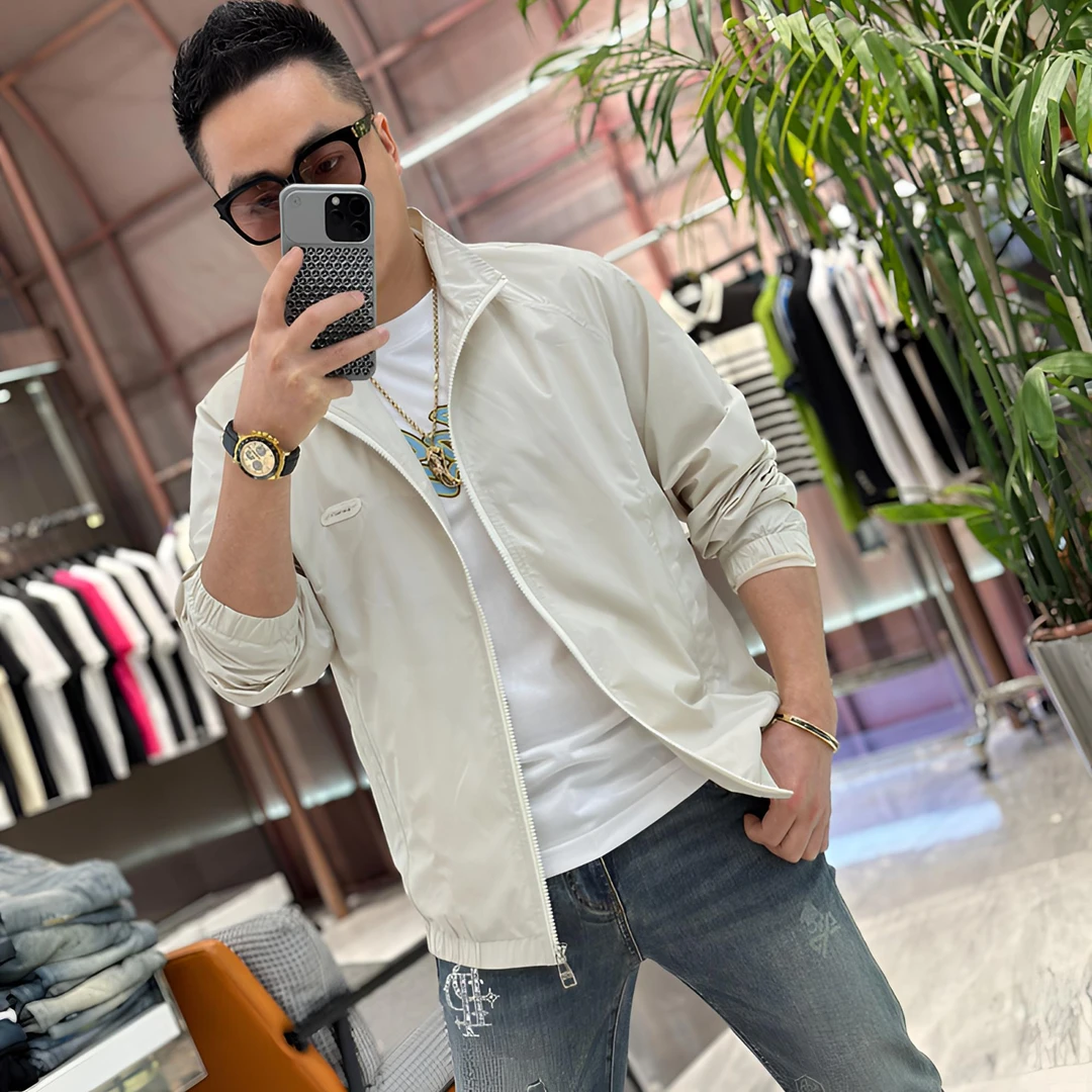 【发现者】2024新款春夏欧货立领薄夹克男士轻奢薄款时尚休闲男1018