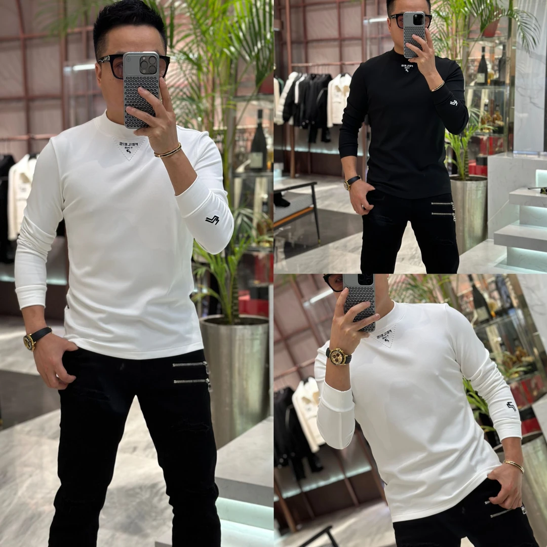 【发现者】2024新款高端休闲男士圆领长袖轻奢时尚修身T恤~9716
