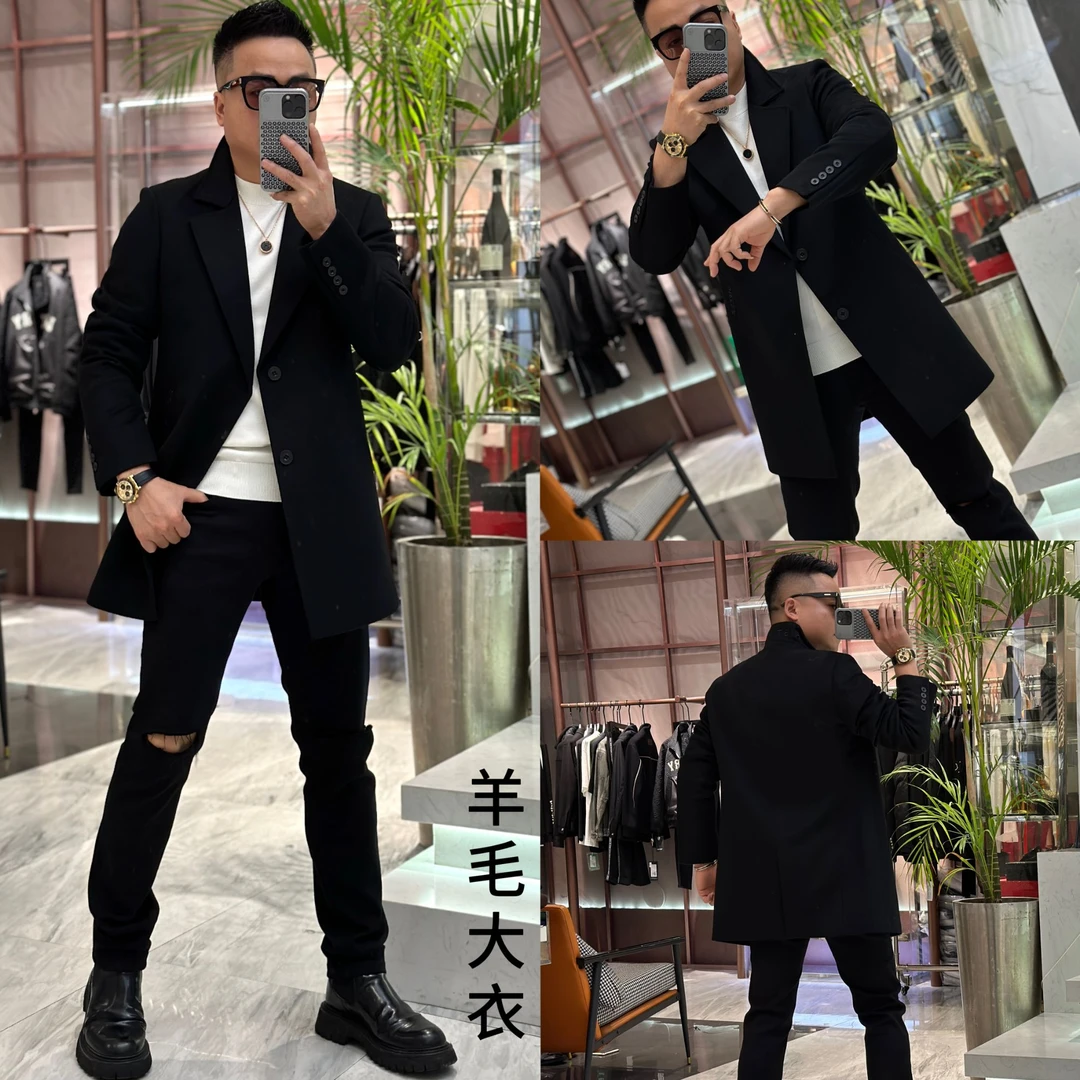 【发现者】2024欧货新品轻奢毛料西装领大衣男士时尚休闲外套88263
