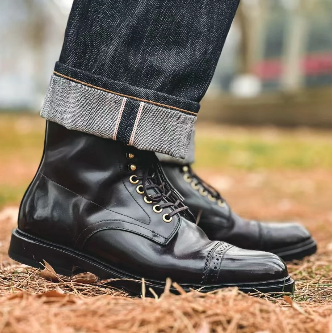 PETER QU|JUMPER.M|意大利玛雅马臀皮靴固特异手缝沿条外线伞兵靴