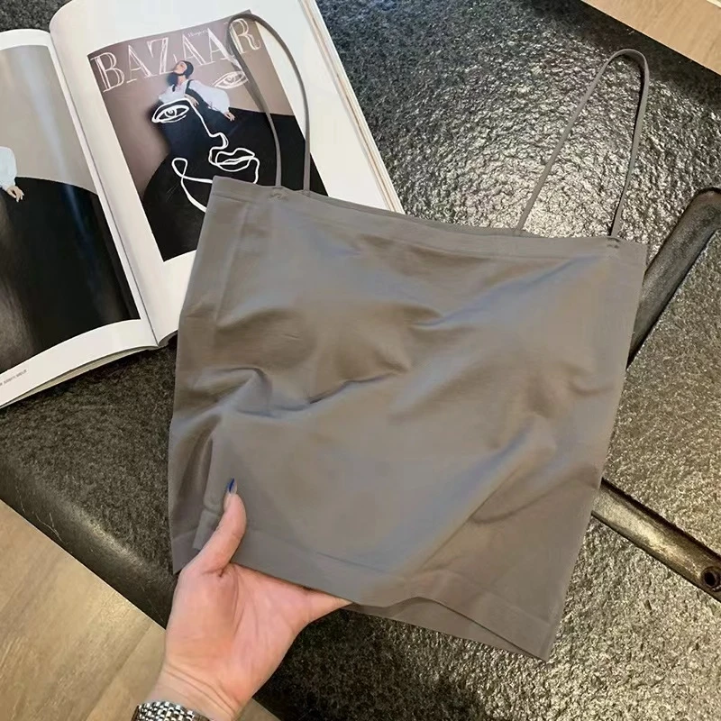 【发发推荐】吊带背心胖mm一体带胸垫内搭夏季薄款美背内衣1806