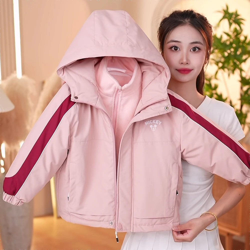 迪士尼儿童反季潮流百搭连帽外套羽绒内胆洋气两件套XBR4SJ412
