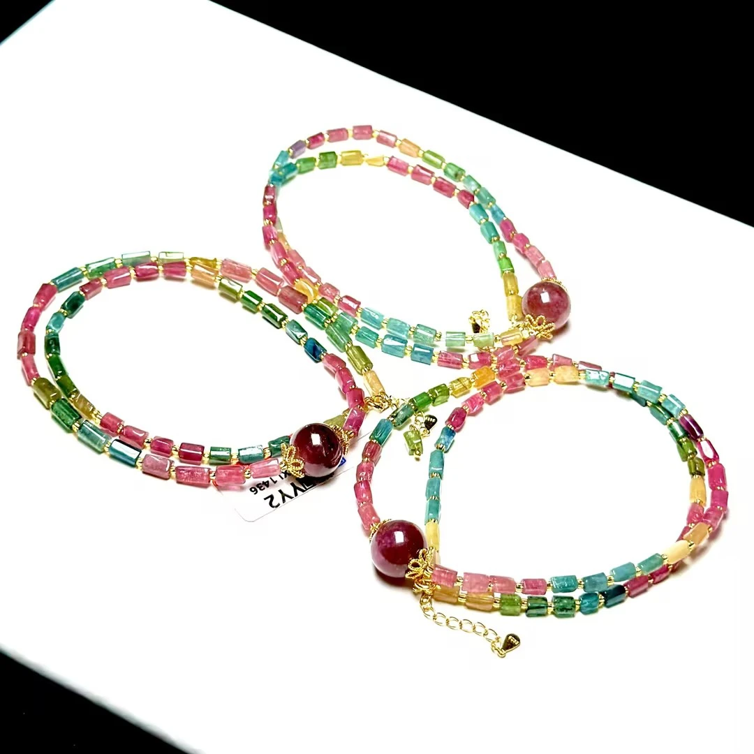 【YY2】卢比来红碧玺单珠项链-约12*3mm（多样性发其一）