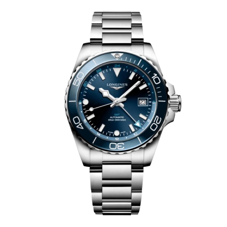 99新 Longines/浪琴 康卡斯L3.790.4.06.6/41表径/GMT/蓝盘/陶瓷