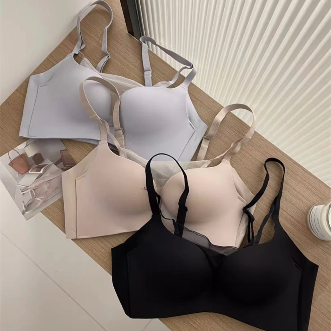内衣女小胸聚拢白色性感镂空胸罩2024年一片式无痕无钢圈文胸