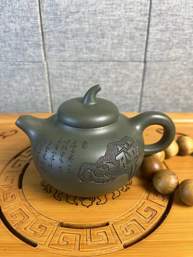 全手工绿泥禅心茄瓜壶