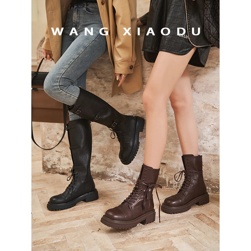 【王小毒】马丁骑士●厚底马丁靴女增高英伦风大头炸街系带短靴