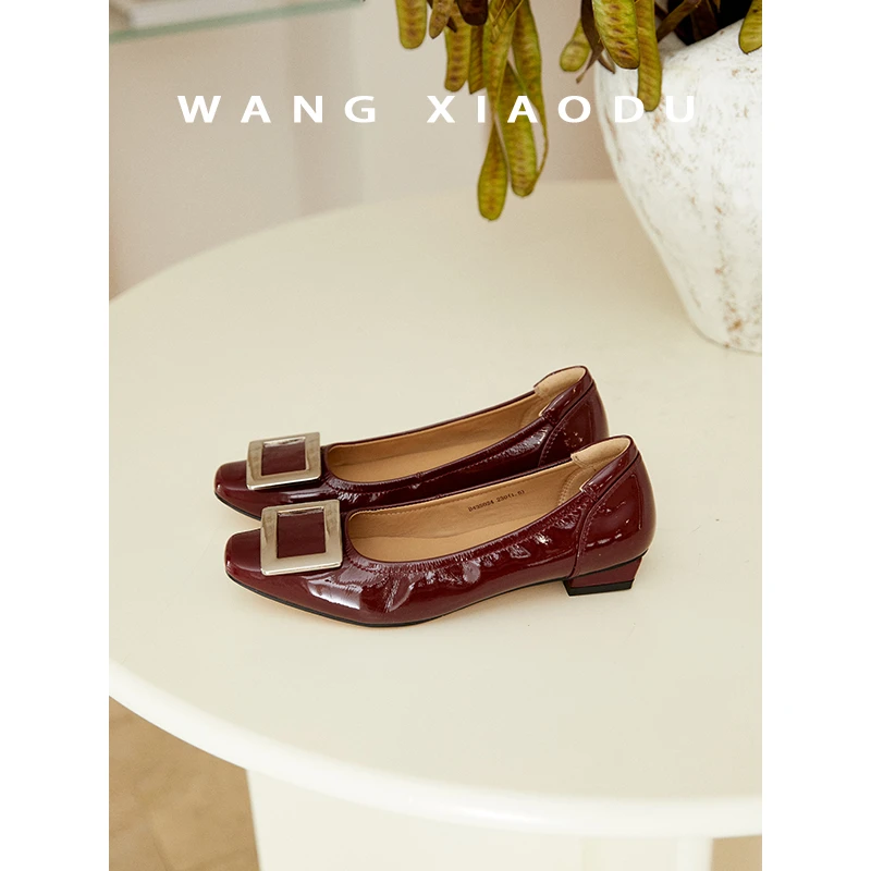 【王小毒】通勤日记●方扣浅口单鞋女粗跟真皮通勤百搭无骨鞋