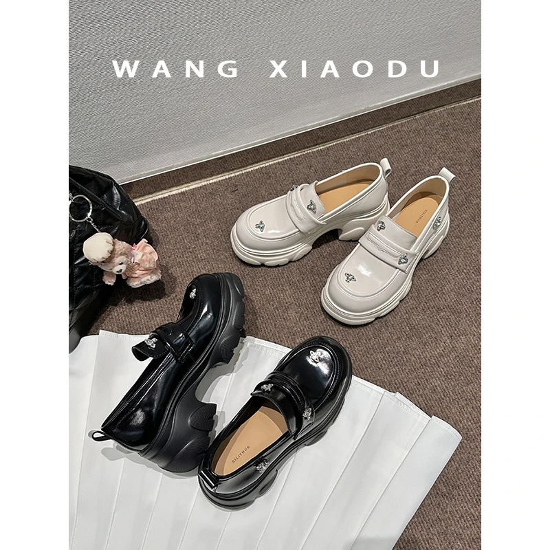 【王小毒】小宇宙●厚底粗跟乐福鞋女鞠婧祎同款星系岛屿小皮鞋